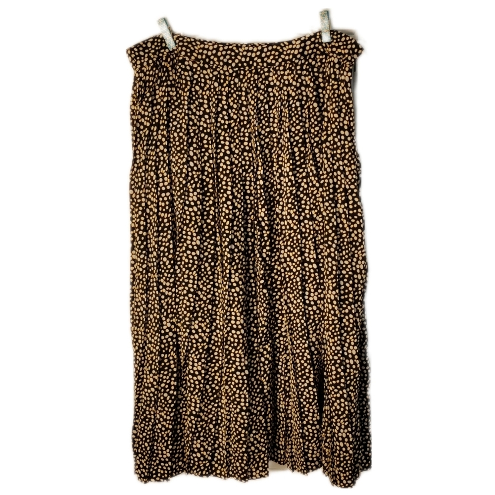 Black and cream polkadot accordion pleated midi skirt